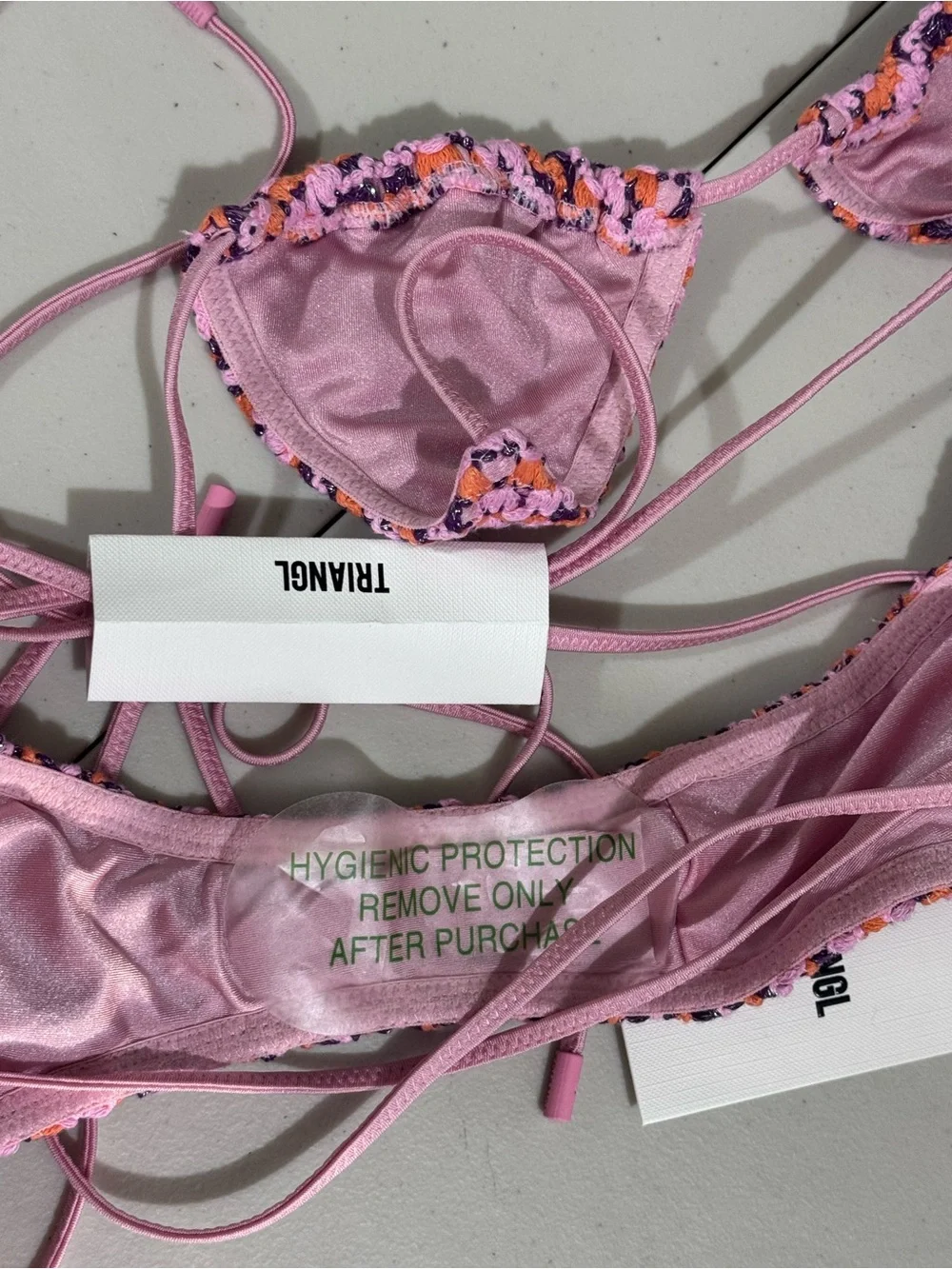 triangl swimwear Pink & Purple Crochet Triangle String Bikini